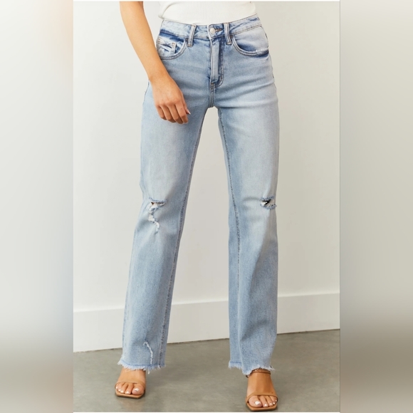 Vervet 90's Vintage Straight Wide Leg Light Wash Jeans Plus 14 16 18 20 - Picture 6 of 15